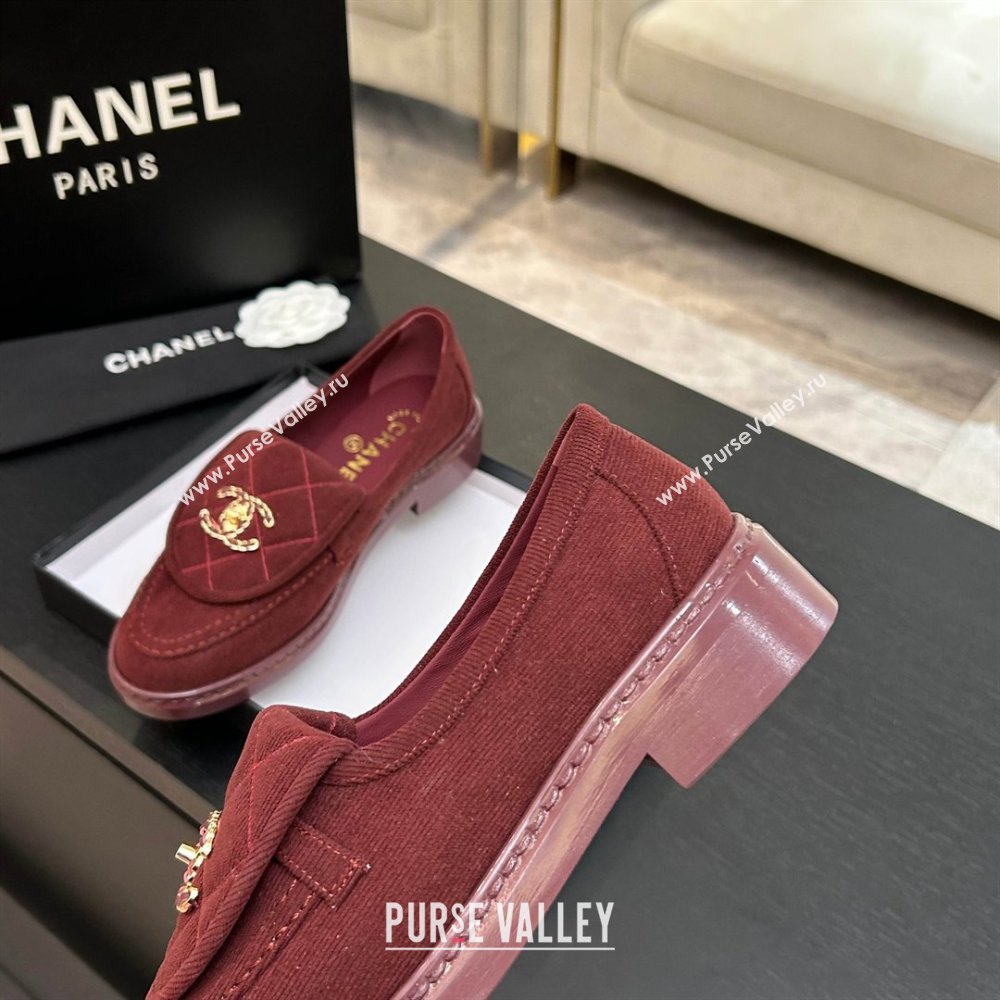 Chanel Corduroy Mocassins Loafers G47119 Deep Red 2026 (MD-26031208)