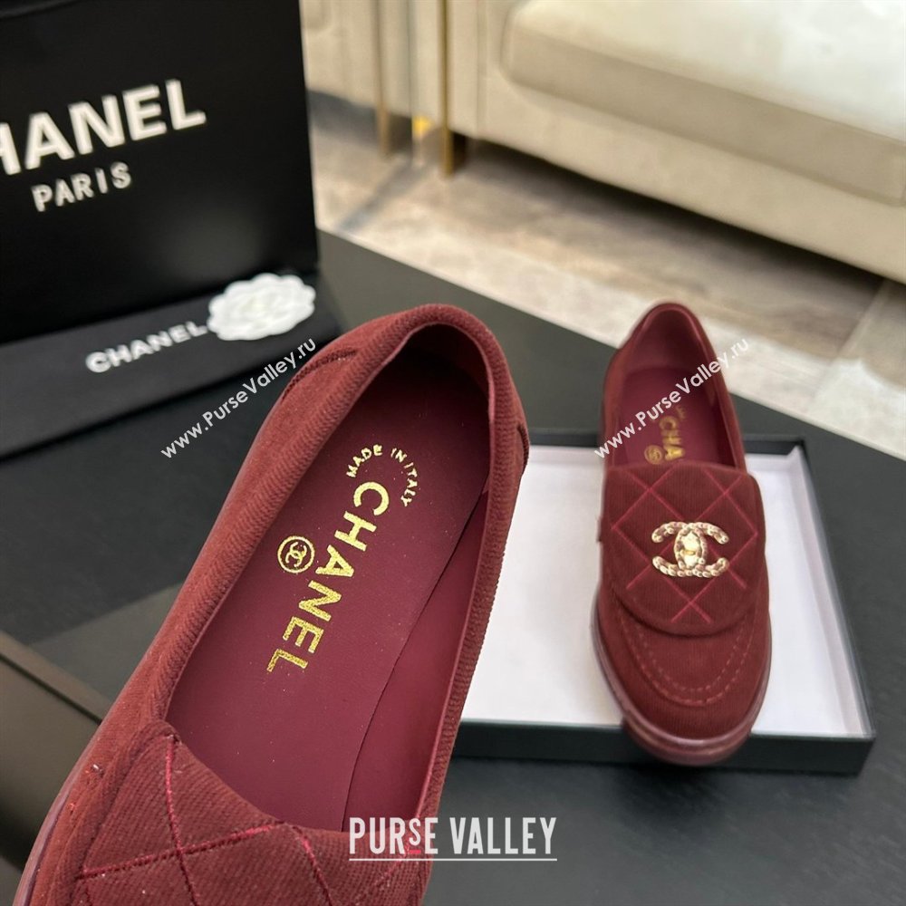 Chanel Corduroy Mocassins Loafers G47119 Deep Red 2026 (MD-26031208)