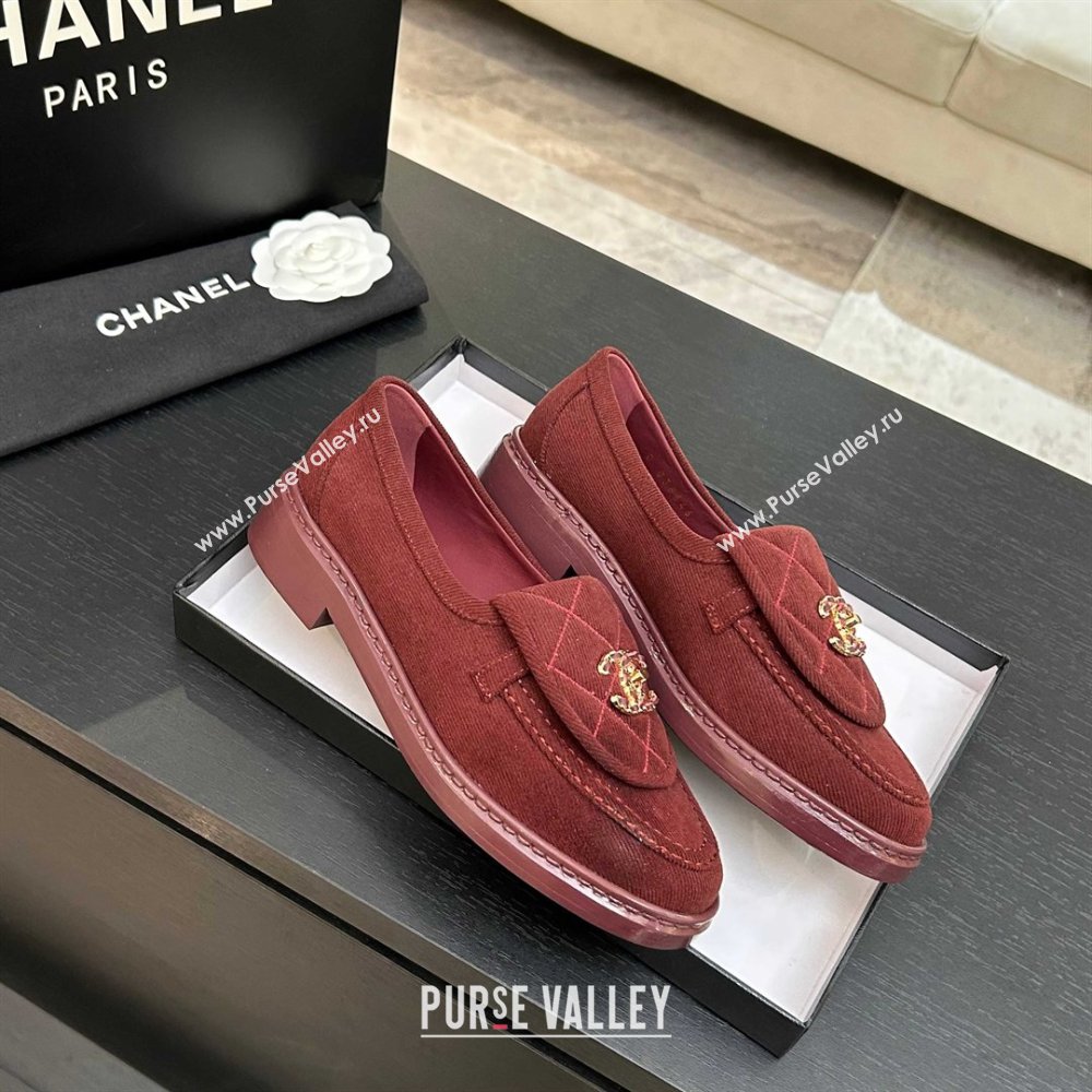 Chanel Corduroy Mocassins Loafers G47119 Deep Red 2026 (MD-26031208)