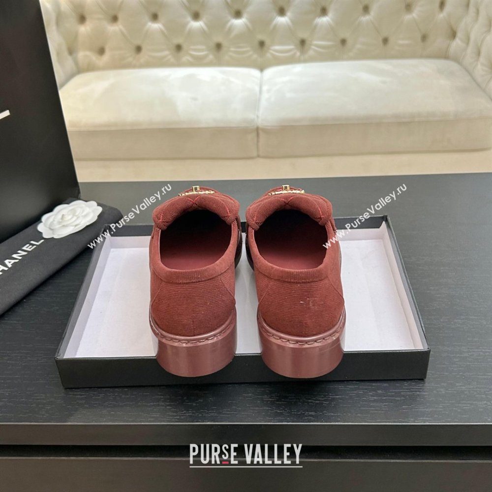 Chanel Corduroy Mocassins Loafers G47119 Deep Red 2026 (MD-26031208)