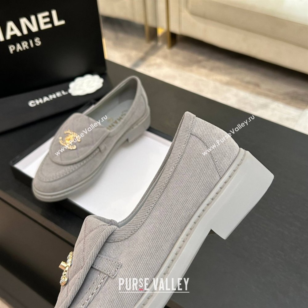 Chanel Corduroy Mocassins Loafers G47119 Light Grey 2026 (MD-26031209)