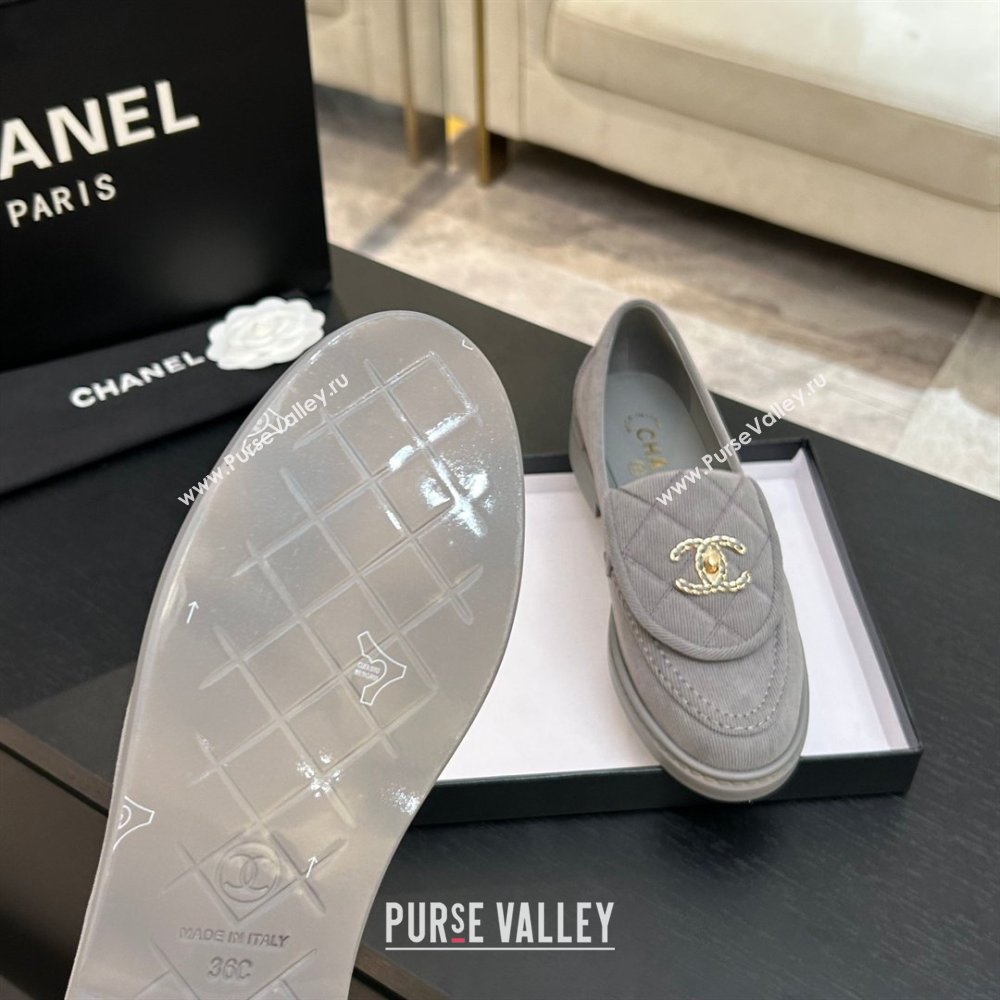 Chanel Corduroy Mocassins Loafers G47119 Light Grey 2026 (MD-26031209)