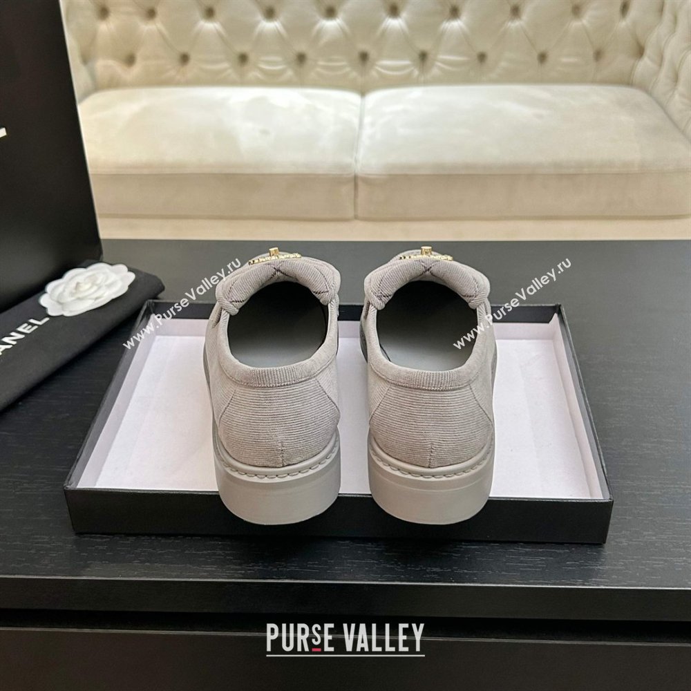 Chanel Corduroy Mocassins Loafers G47119 Light Grey 2026 (MD-26031209)