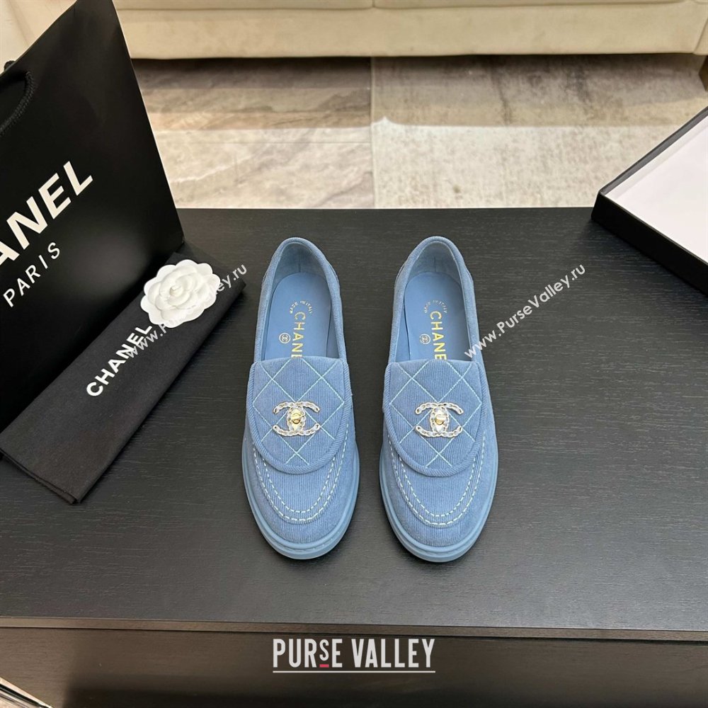 Chanel Corduroy Mocassins Loafers G47119 Blue 2026 (MD-26031210)
