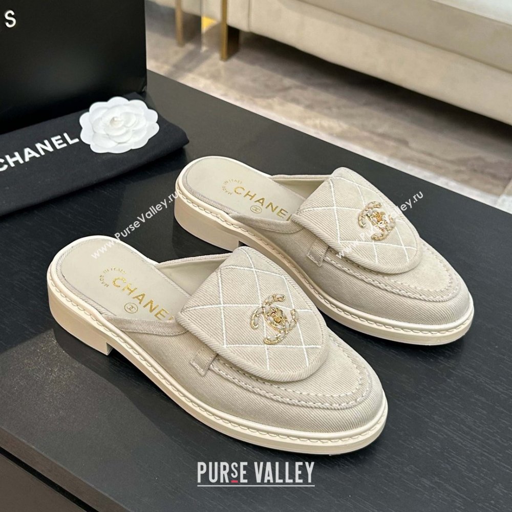 Chanel Corduroy Flat Mules with CC Foldover Beige 2026 (MD-26031212)
