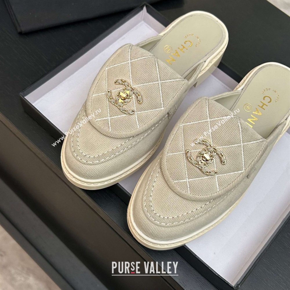 Chanel Corduroy Flat Mules with CC Foldover Beige 2026 (MD-26031212)