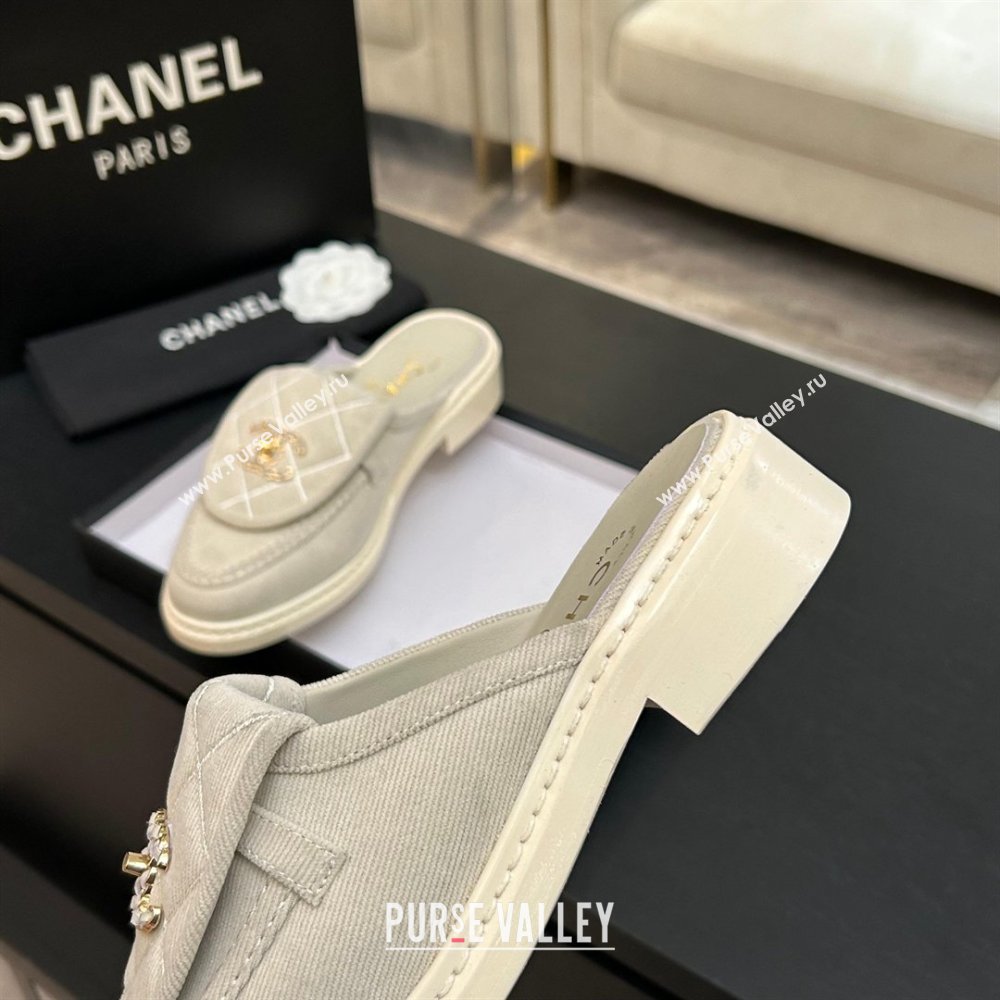 Chanel Corduroy Flat Mules with CC Foldover Beige 2026 (MD-26031212)