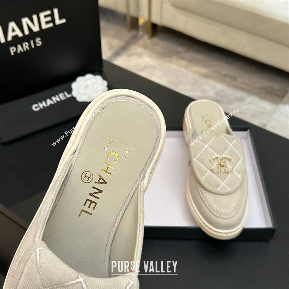 Chanel Corduroy Flat Mules with CC Foldover Beige 2026 (MD-26031212)
