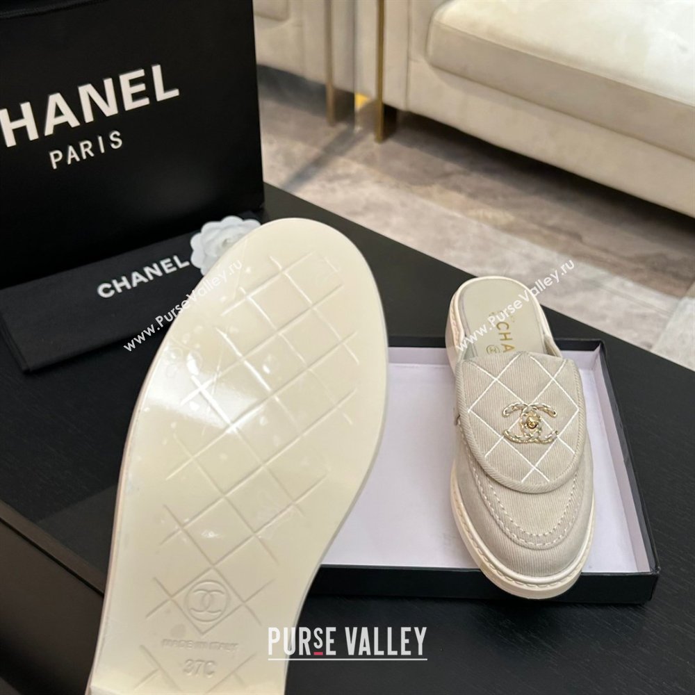 Chanel Corduroy Flat Mules with CC Foldover Beige 2026 (MD-26031212)