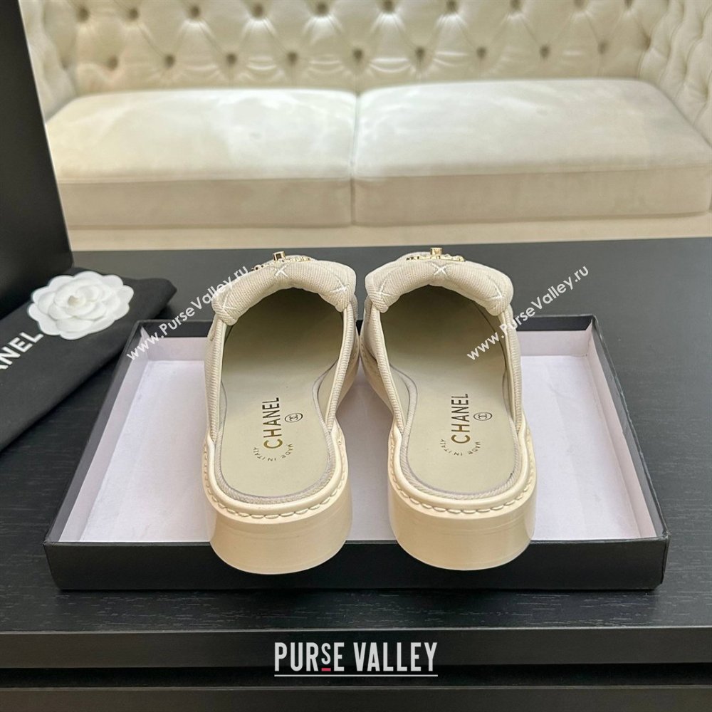Chanel Corduroy Flat Mules with CC Foldover Beige 2026 (MD-26031212)