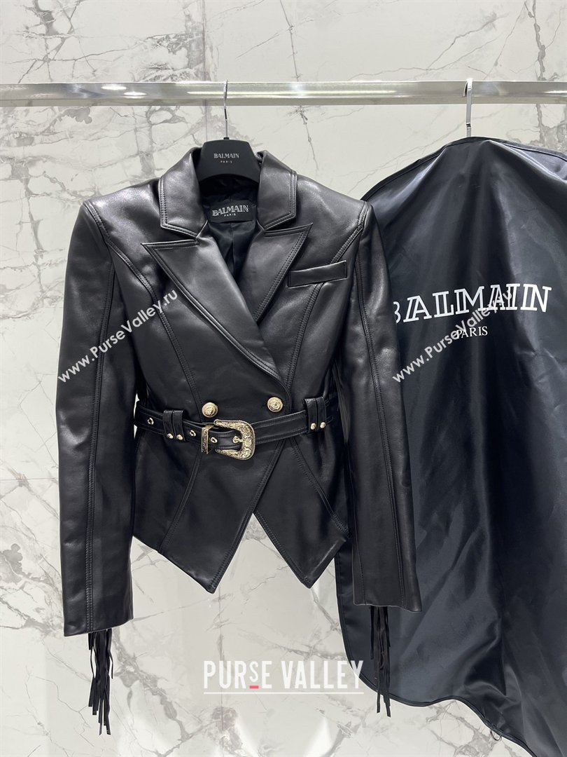 Balmain Leather Tassel Jacket B031313 Black 2026 (Q-26031313)
