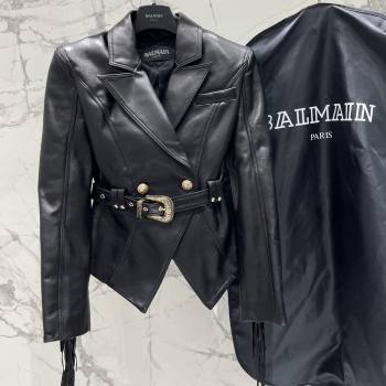 Balmain Leather Tassel Jacket B031313 Black 2026 (Q-26031313)