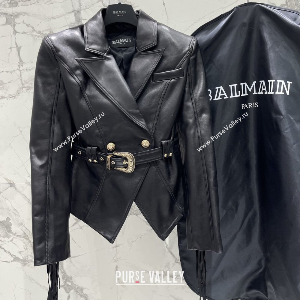 Balmain Leather Tassel Jacket B031313 Black 2026 (Q-26031313)