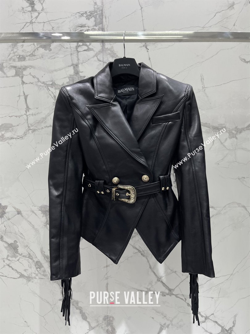 Balmain Leather Tassel Jacket B031313 Black 2026 (Q-26031313)