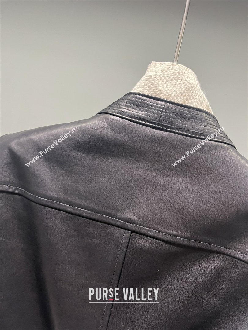 Balmain 1-button Belted Lambskin Leather Jacket B031314 Black 2026 (Q-26031314)