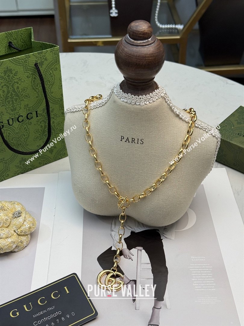 Gucci GG Marmont Pendant Chain Necklace ‎865297 Gold 2026 (YF-26031315)
