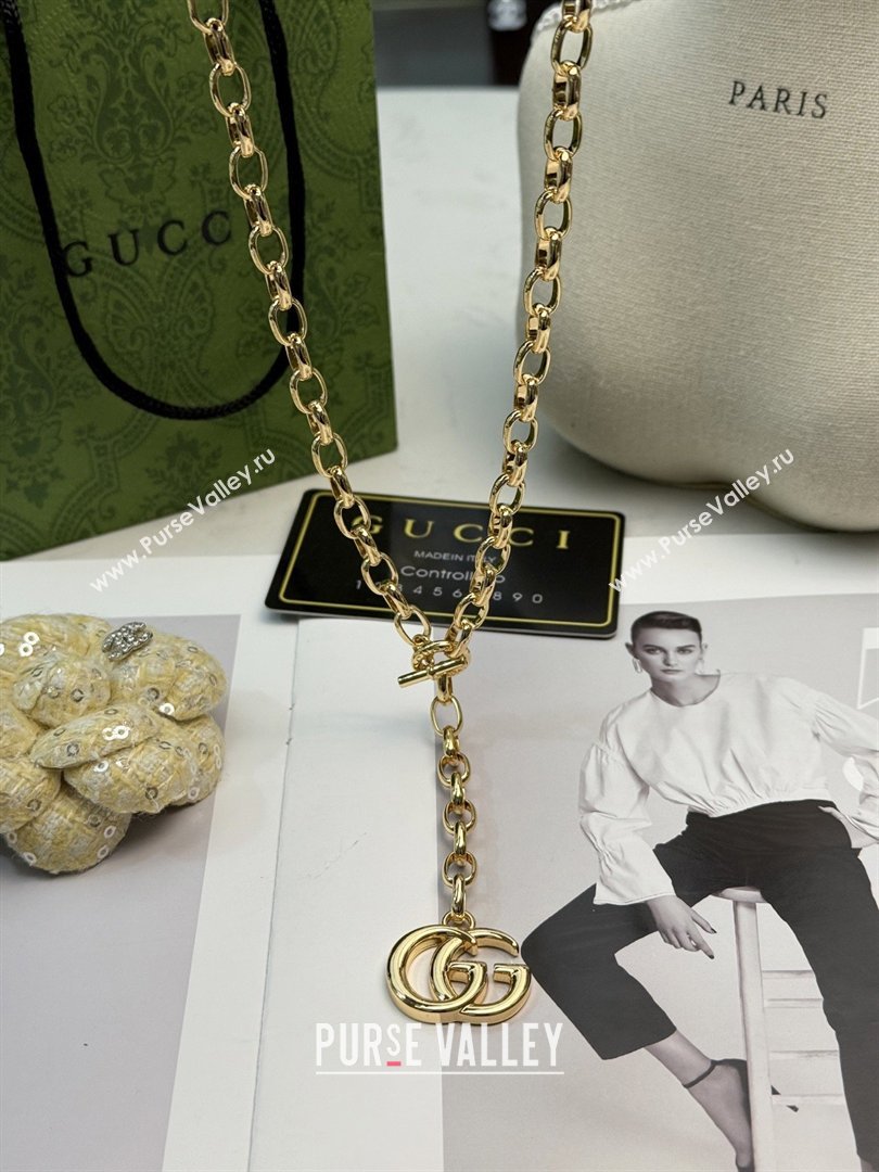 Gucci GG Marmont Pendant Chain Necklace ‎865297 Gold 2026 (YF-26031315)