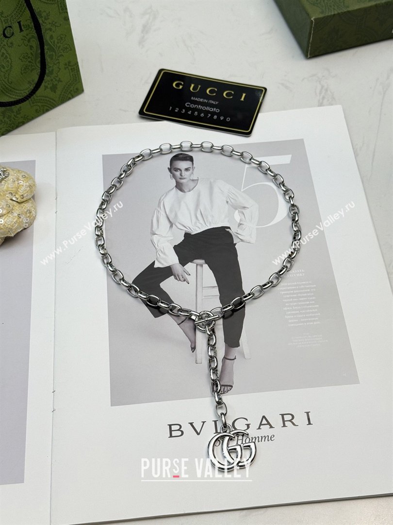 Gucci GG Marmont Pendant Chain Necklace ‎865297 Silver 2026 (YF-26031316)