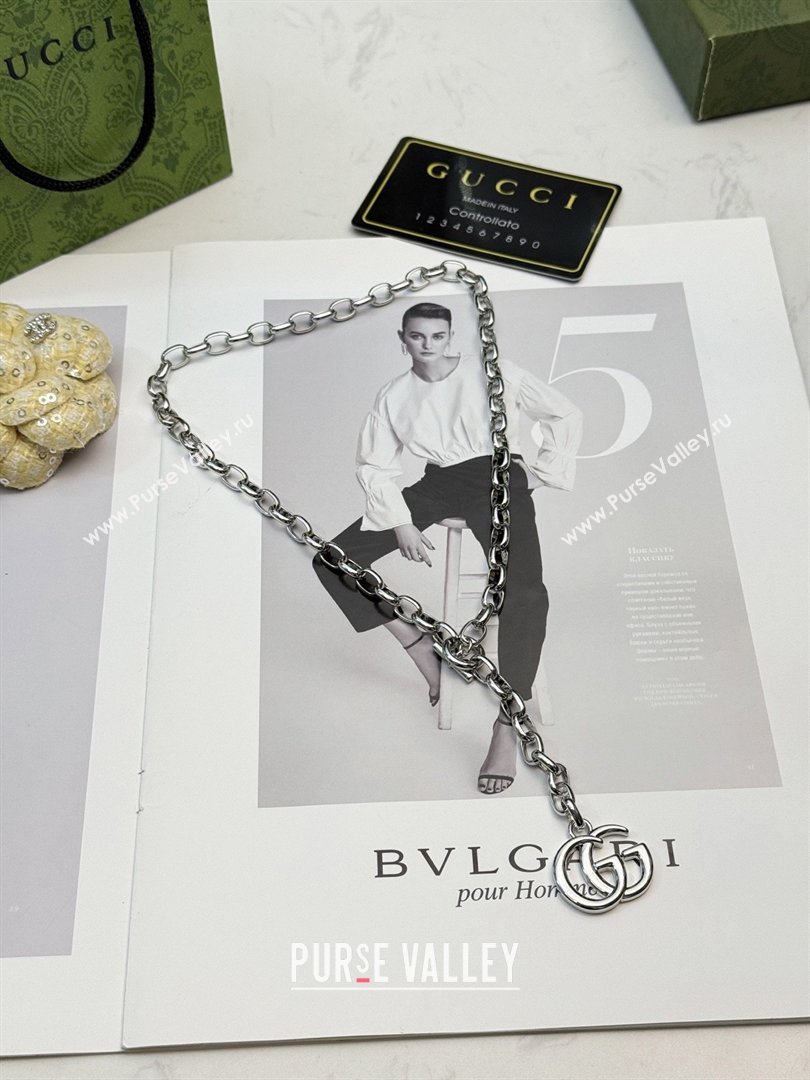 Gucci GG Marmont Pendant Chain Necklace ‎865297 Silver 2026 (YF-26031316)