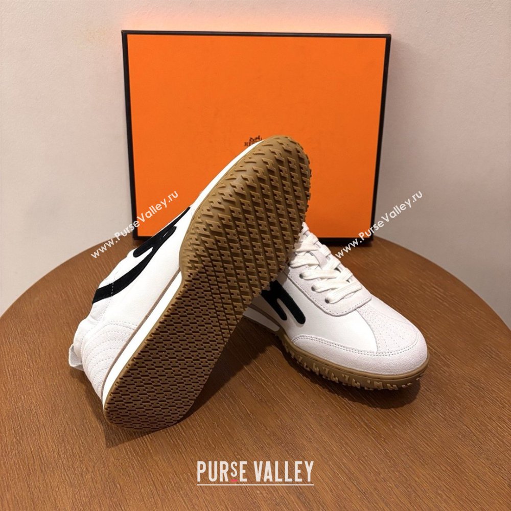 Hermes Jet Sneakers in Leather Suede White/Black 2026 (MDU-26031601)