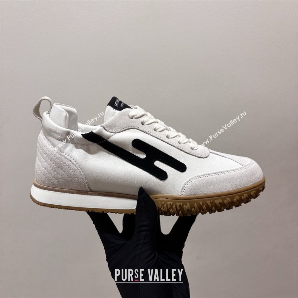 Hermes Jet Sneakers in Leather Suede White/Black 2026 (MDU-26031601)