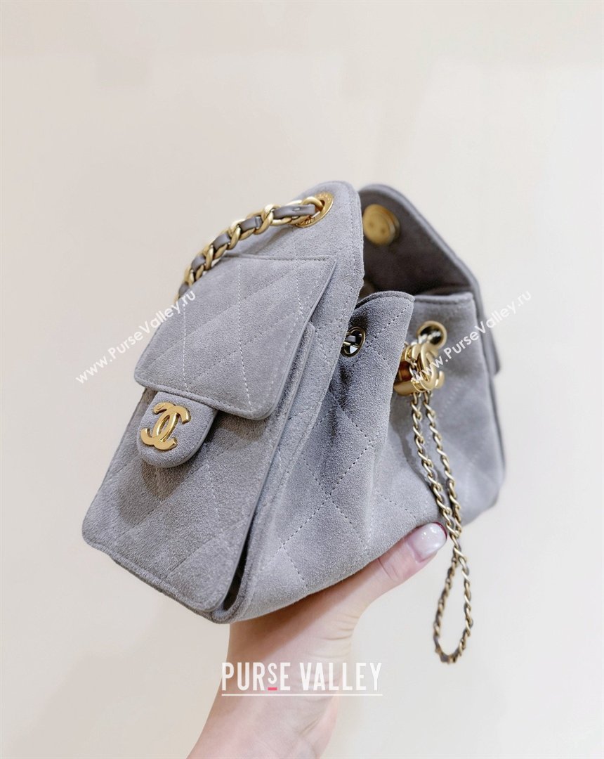 Chanel 25 Mini Handbag in Suede Calfskin AS5631 Grey 2026 Top Quality (SHUNY-26032303)