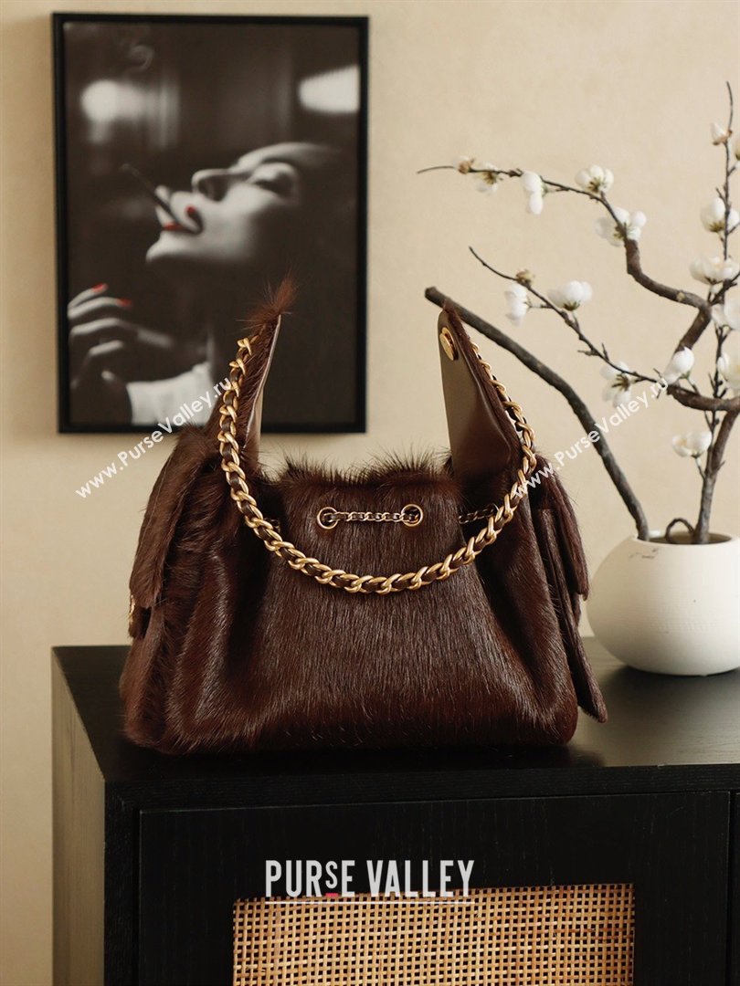 Chanel 25 Small Hobo Handbag in Horsehair AS5293 Chocolate Brown 2026 (JY-26031803)