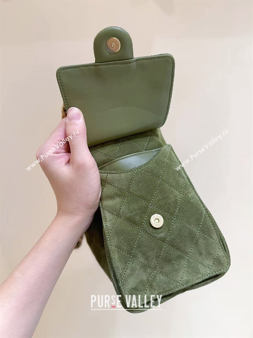 Chanel 25 Mini Handbag in Suede Calfskin AS5631 Green 2026 Top Quality (SHUNY-26032402)