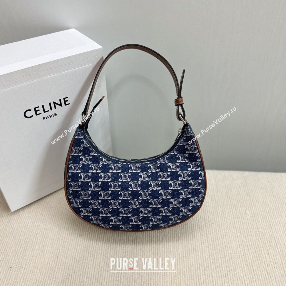 Celine Ava Hobo Bag in Triomphe Denim 193953 Deep Blue 2026 (BL-26040218)