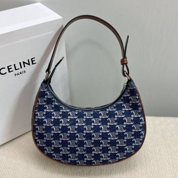 Celine Ava Hobo Bag in Triomphe Denim 193953 Deep Blue 2026 (BL-26040218)