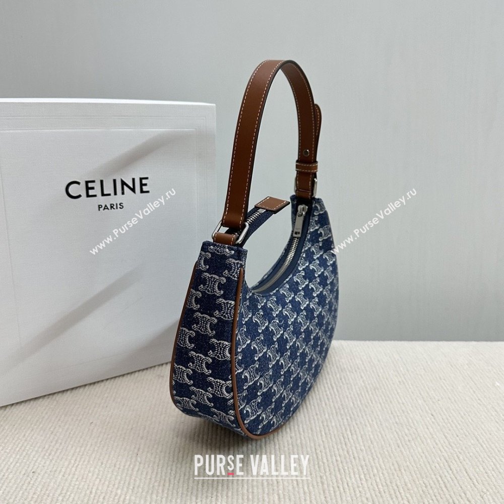 Celine Ava Hobo Bag in Triomphe Denim 193953 Deep Blue 2026 (BL-26040218)