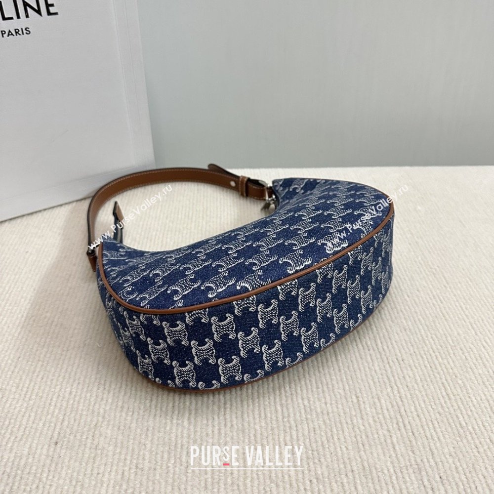 Celine Ava Hobo Bag in Triomphe Denim 193953 Deep Blue 2026 (BL-26040218)