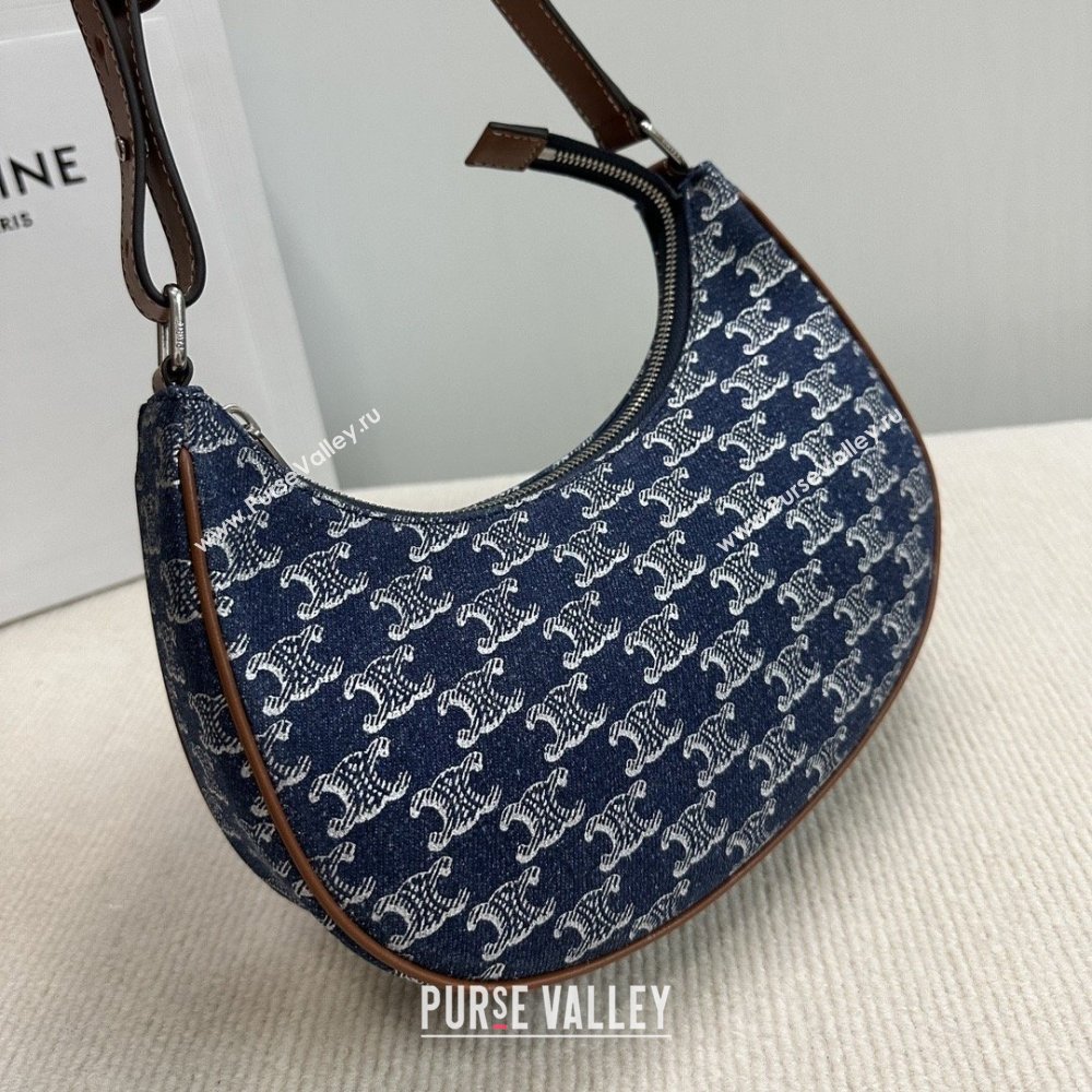 Celine Ava Hobo Bag in Triomphe Denim 193953 Deep Blue 2026 (BL-26040218)