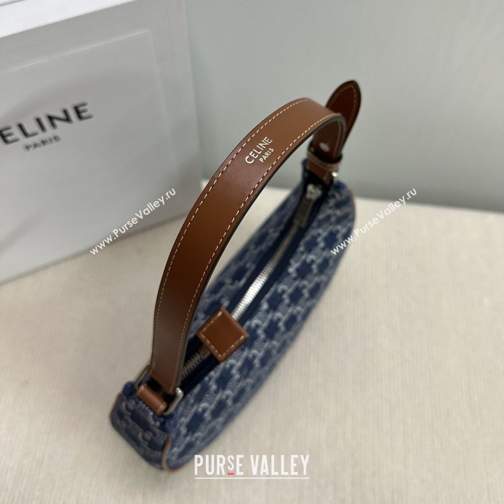 Celine Ava Hobo Bag in Triomphe Denim 193953 Deep Blue 2026 (BL-26040218)