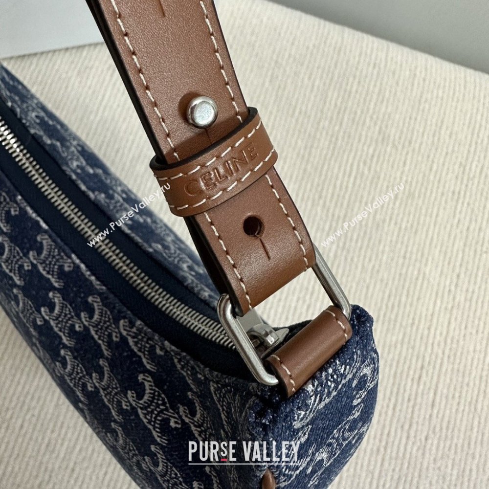 Celine Ava Hobo Bag in Triomphe Denim 193953 Deep Blue 2026 (BL-26040218)