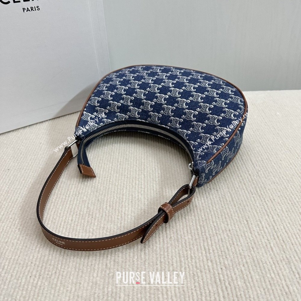 Celine Ava Hobo Bag in Triomphe Denim 193953 Deep Blue 2026 (BL-26040218)