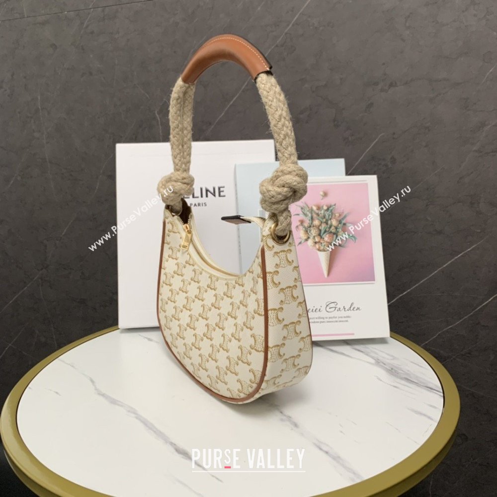 Celine Medium Strap Ava Bag with Rope in Triomphe Canvas and Calfskin 199588 White 2026 (BL-26040215)