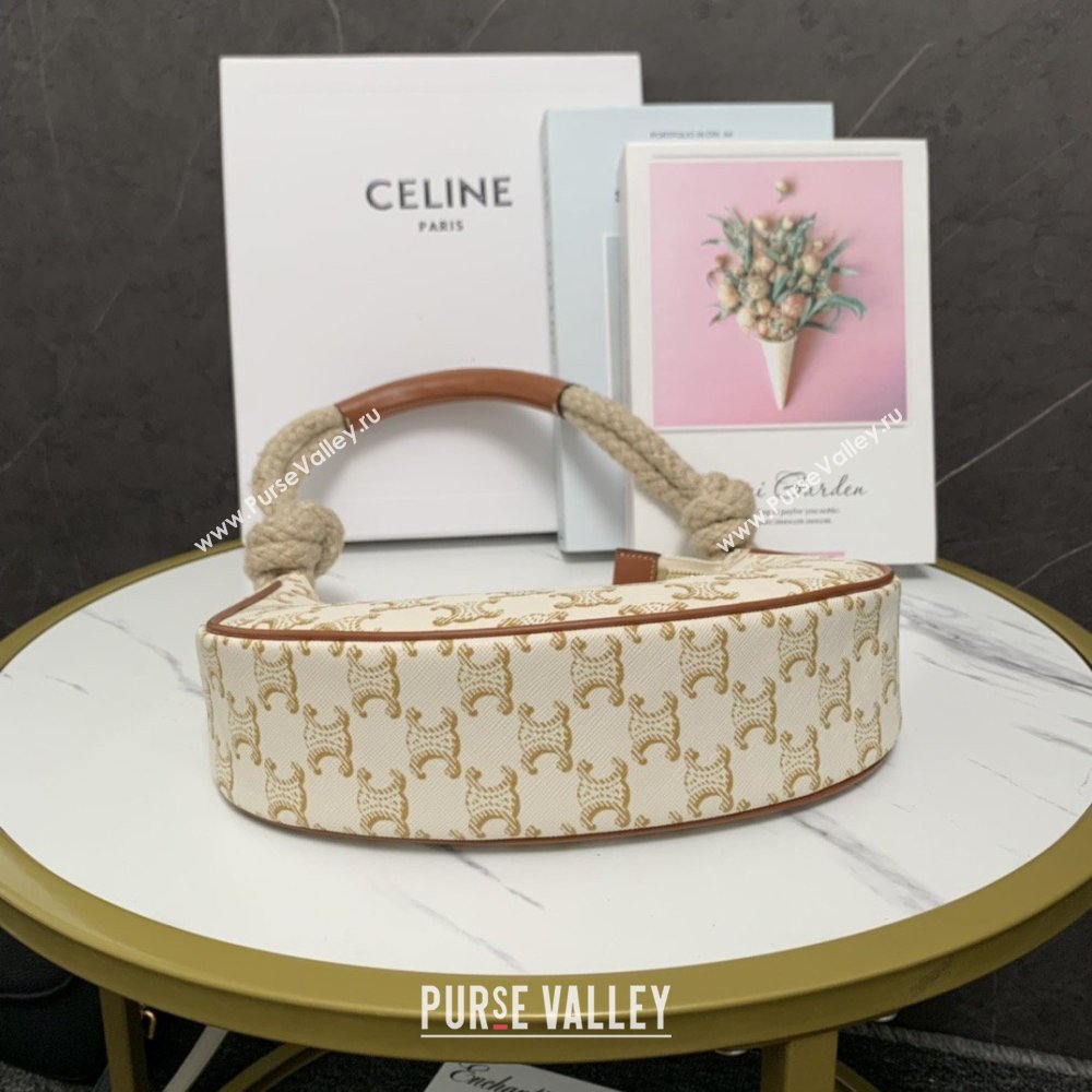 Celine Medium Strap Ava Bag with Rope in Triomphe Canvas and Calfskin 199588 White 2026 (BL-26040215)