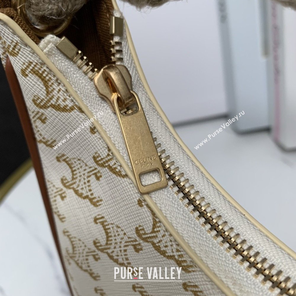 Celine Medium Strap Ava Bag with Rope in Triomphe Canvas and Calfskin 199588 White 2026 (BL-26040215)