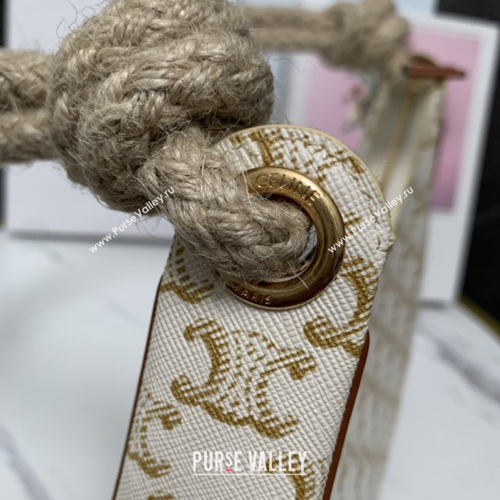 Celine Medium Strap Ava Bag with Rope in Triomphe Canvas and Calfskin 199588 White 2026 (BL-26040215)