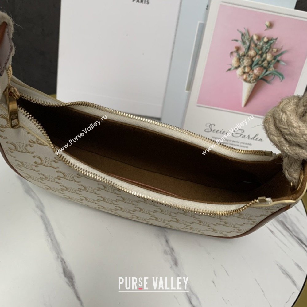 Celine Medium Strap Ava Bag with Rope in Triomphe Canvas and Calfskin 199588 White 2026 (BL-26040215)