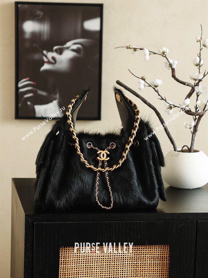 Chanel 25 Small Hobo Handbag in Horsehair AS5293 Black 2026 (JY-26031804)