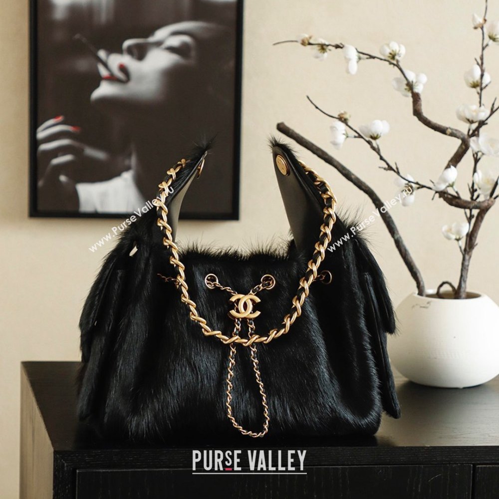 Chanel 25 Small Hobo Handbag in Horsehair AS5293 Black 2026 (JY-26031804)