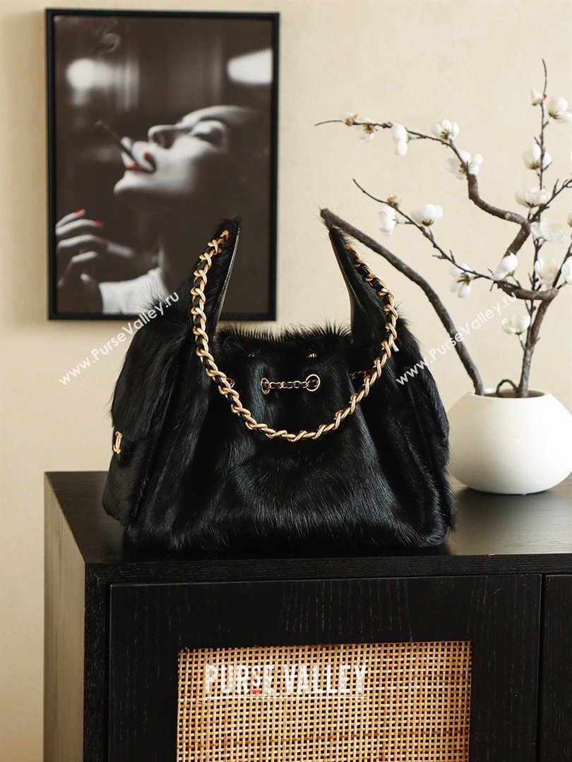 Chanel 25 Small Hobo Handbag in Horsehair AS5293 Black 2026 (JY-26031804)