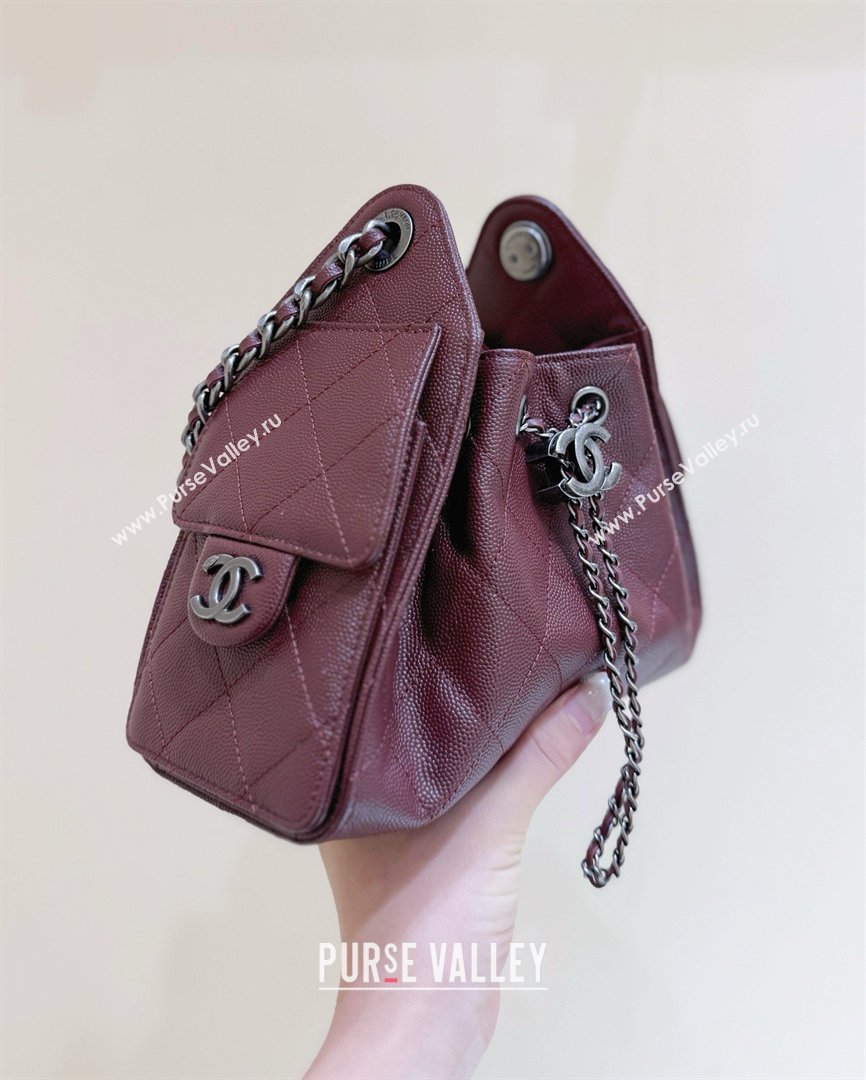 Chanel 25 Mini Handbag in Grained Calfskin AS5631 Burgundy/Silver 2026 Top Quality (SHUNY-26031808)