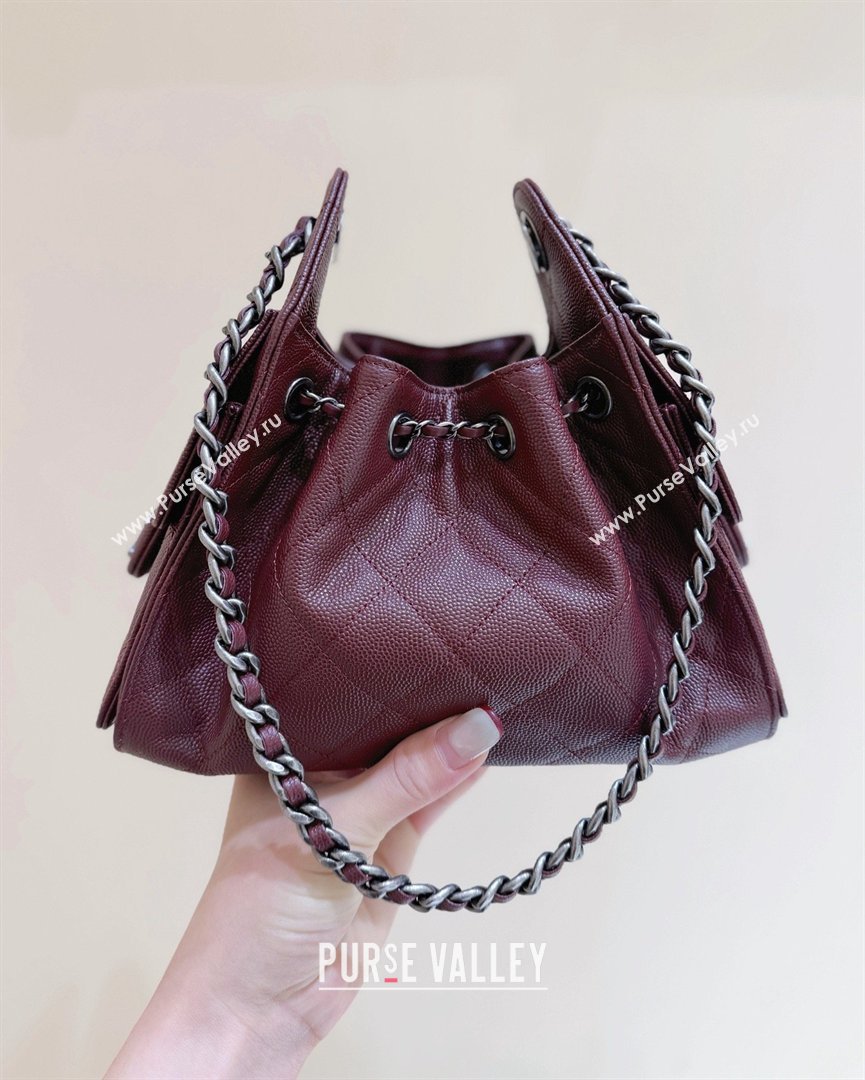 Chanel 25 Mini Handbag in Grained Calfskin AS5631 Burgundy/Silver 2026 Top Quality (SHUNY-26031808)