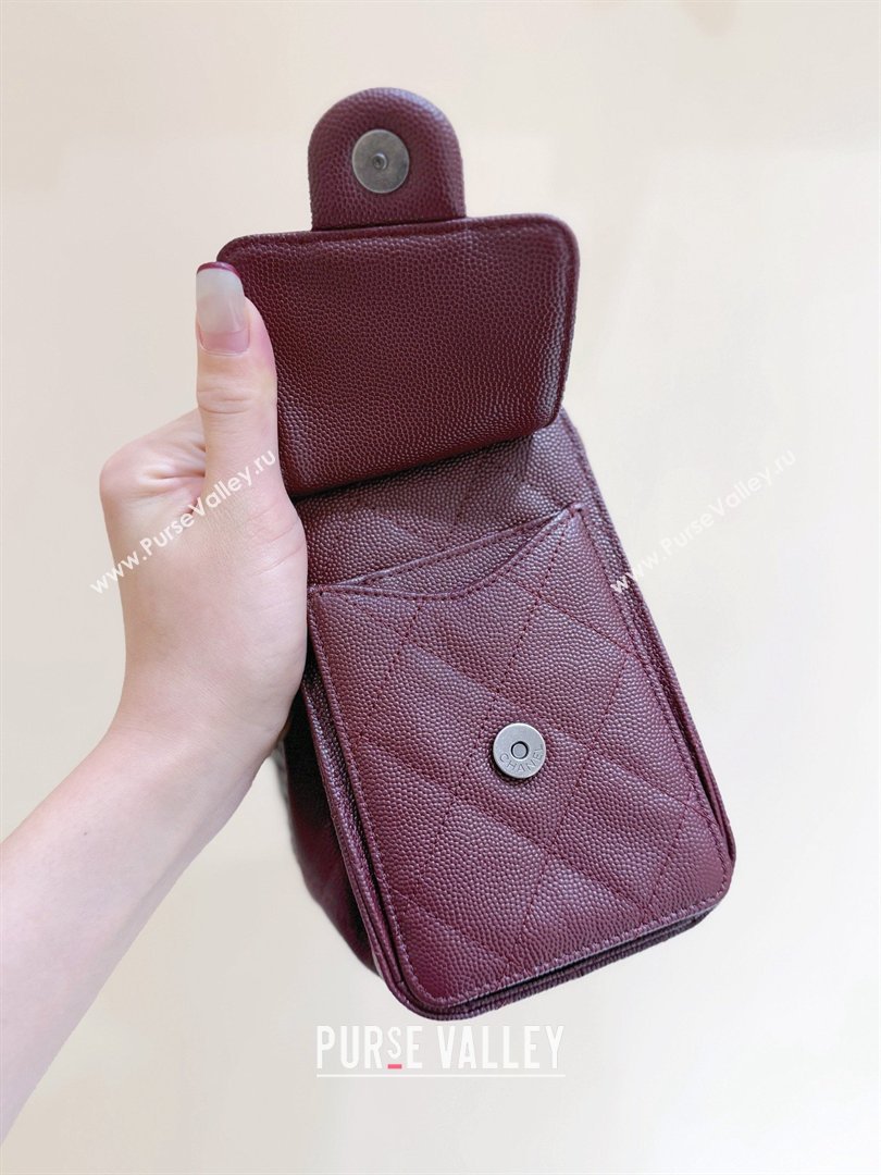 Chanel 25 Mini Handbag in Grained Calfskin AS5631 Burgundy/Silver 2026 Top Quality (SHUNY-26031808)