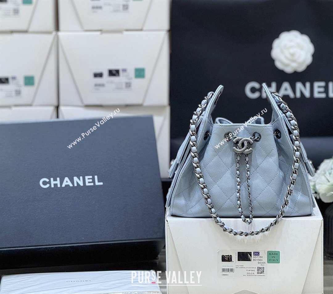 Chanel 25 Mini Handbag in Grained Calfskin AS5631 Light Blue/Silver 2026 Top Quality (SHUNY-26031809)