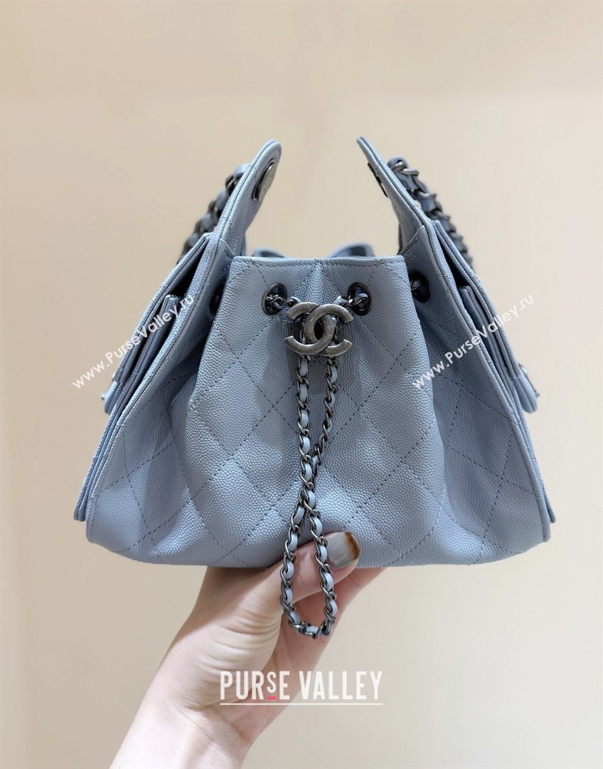 Chanel 25 Mini Handbag in Grained Calfskin AS5631 Light Blue/Silver 2026 Top Quality (SHUNY-26031809)