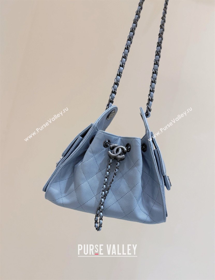 Chanel 25 Mini Handbag in Grained Calfskin AS5631 Light Blue/Silver 2026 Top Quality (SHUNY-26031809)